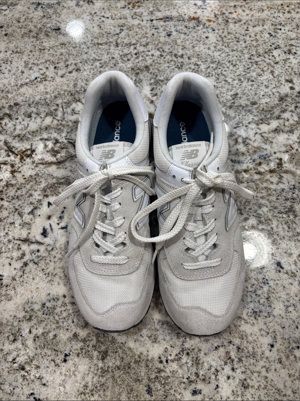 New Balance Classic 574 Women’s White and gray Lace-Up Casual Sneakers